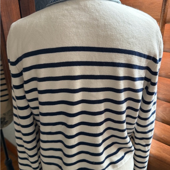 NWOT LOFT Blue and White Denim-Trim Cardigan - Picture 9 of 13